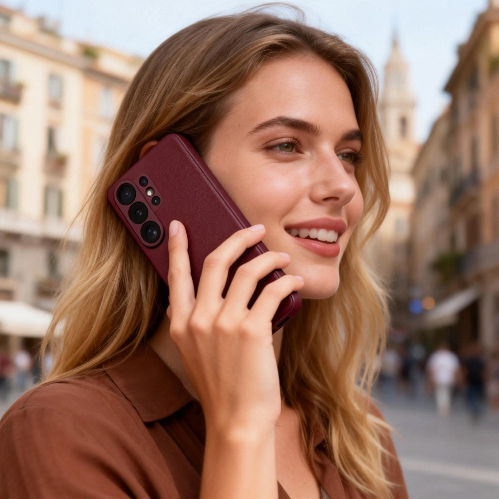 Handyhülle mit Klappe für Galaxy S26 Ultra, Tech-Protect Wallet, Rotwein