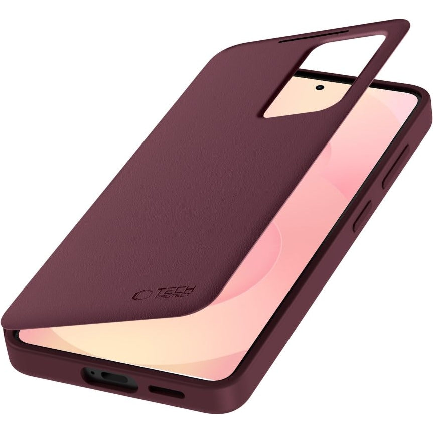 Handyhülle mit Klappe für Galaxy S26 Plus, Tech-Protect Smart Wallet, mattes Rotwein