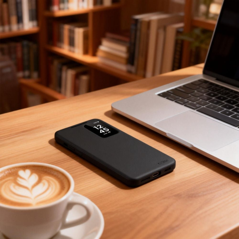 Handyhülle mit Klappe für Galaxy S26 Ultra, Tech-Protect Smart Wallet, mattes Schwarz