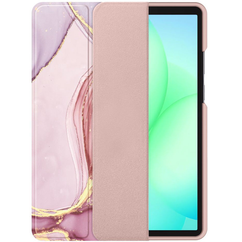Schutzhülle mit Klappe für Galaxy Tab A11 / Tab A9, Tech-Protect SmartCase, Rosa mit Marmormuster