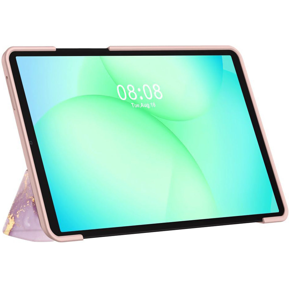 Schutzhülle mit Klappe für Galaxy Tab A11 / Tab A9, Tech-Protect SmartCase, Rosa mit Marmormuster