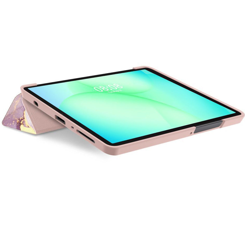 Schutzhülle mit Klappe für Galaxy Tab A11 / Tab A9, Tech-Protect SmartCase, Rosa mit Marmormuster