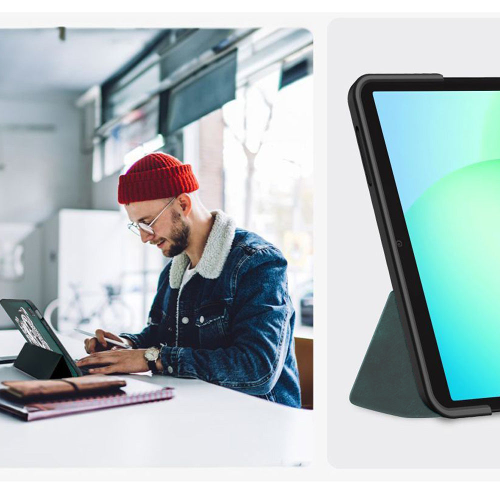 Schutzhülle mit Klappe für Galaxy Tab A11 / Tab A9, Tech-Protect SmartCase, Dunkelgrün