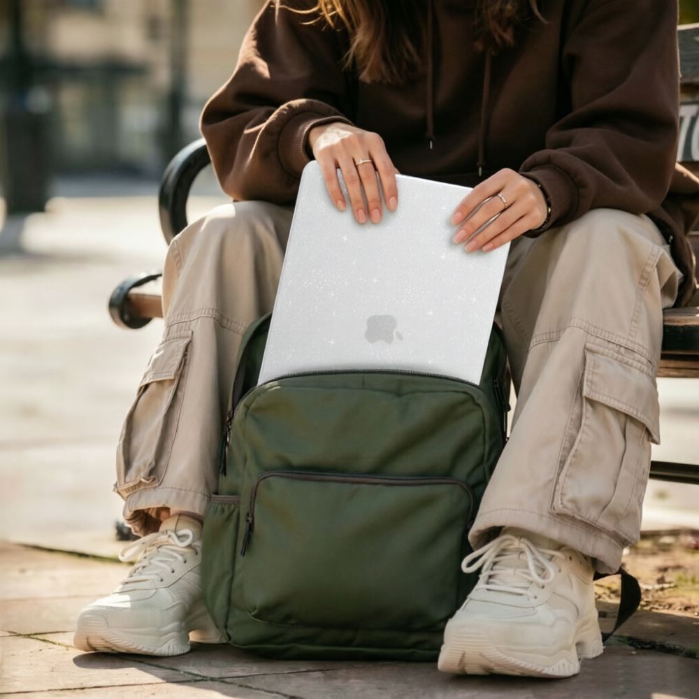 Schutzhülle für MacBook Neo 13" A18 Pro 2026, Tech-Protect SmartShell, Transparent mit Glitzer