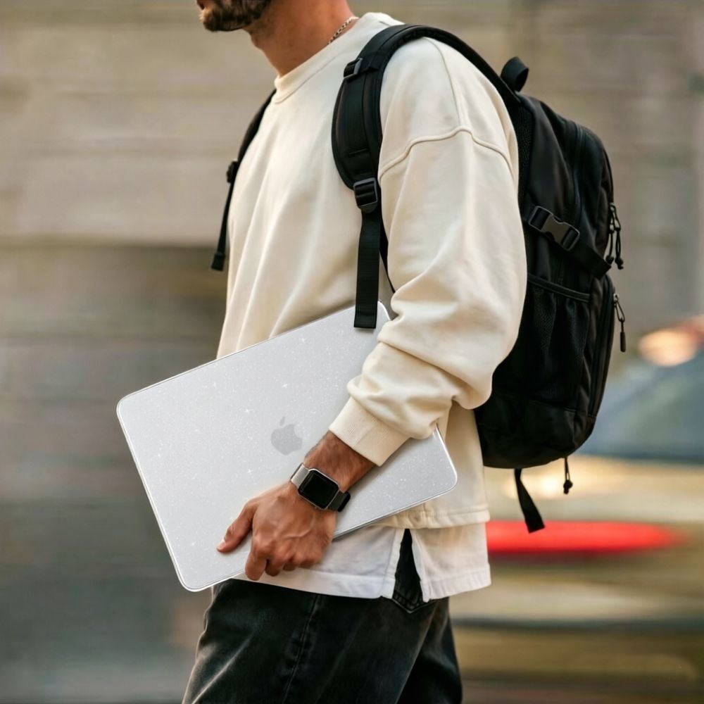 Schutzhülle für MacBook Neo 13" A18 Pro 2026, Tech-Protect SmartShell, Transparent mit Glitzer