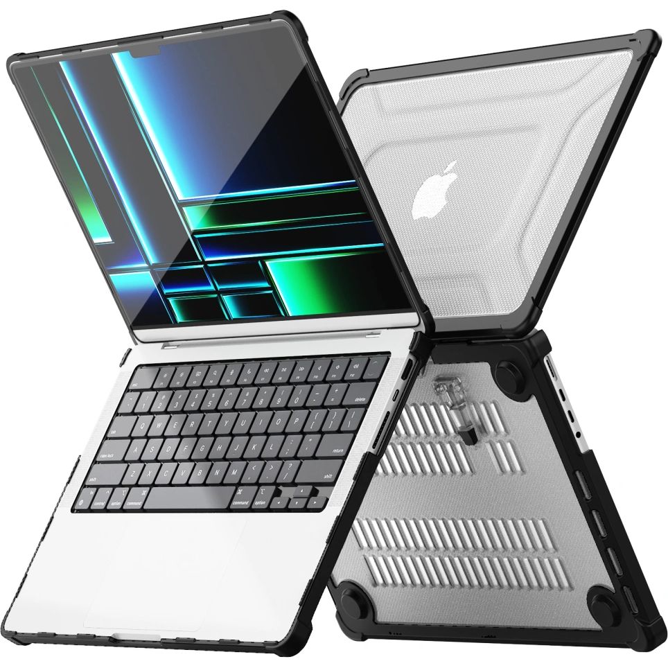 Schutzhülle für MacBook Pro 14" 2021-2026, Tech-Protect SmartShell Pro, Transparent-Schwarz