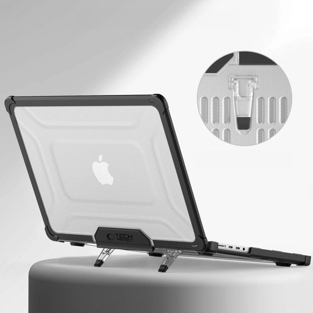 Schutzhülle für MacBook Pro 14" 2021-2026, Tech-Protect SmartShell Pro, Transparent-Schwarz