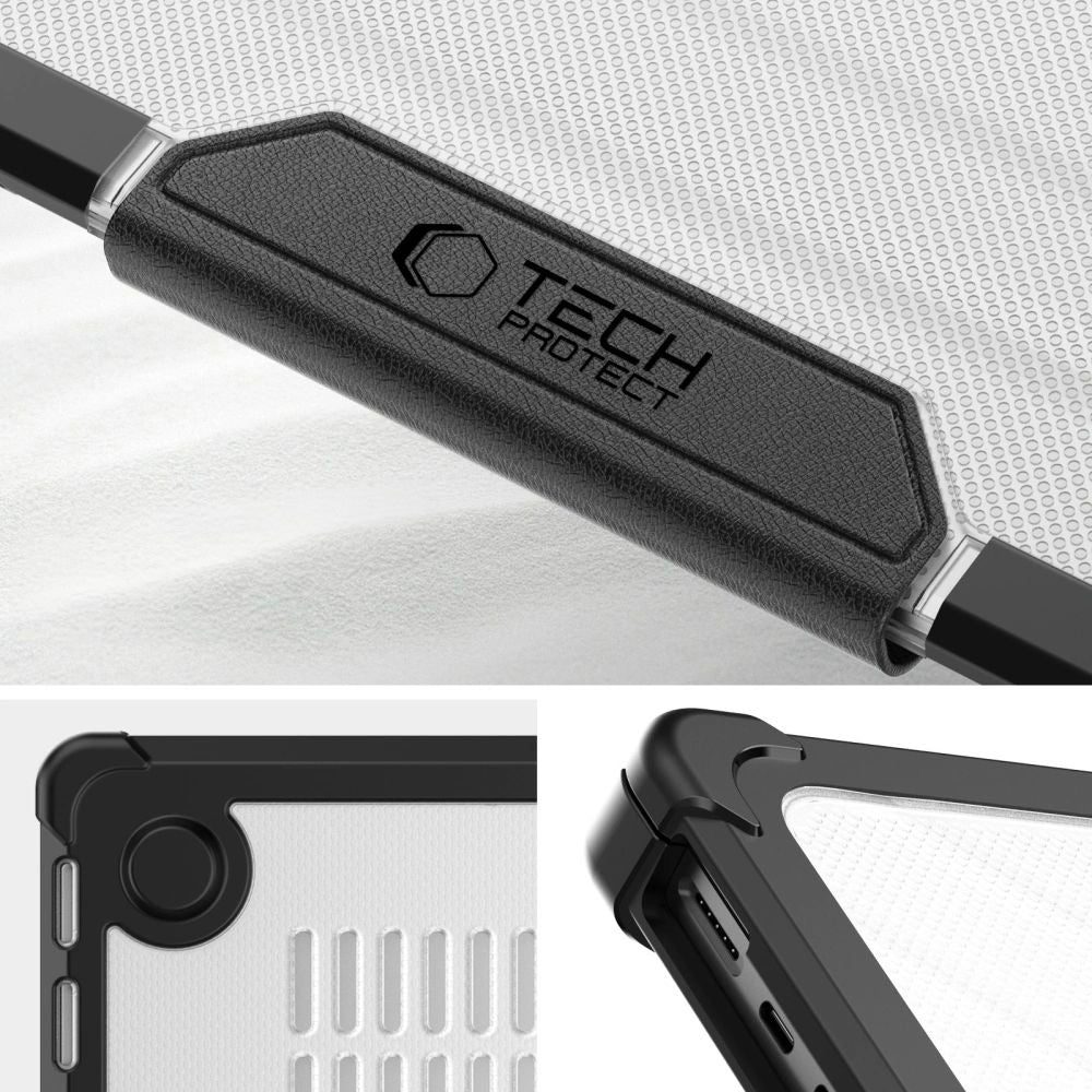 Schutzhülle für MacBook Pro 14" 2021-2026, Tech-Protect SmartShell Pro, Transparent-Schwarz