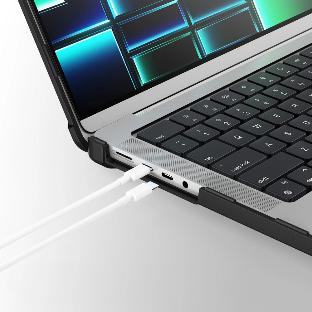 Schutzhülle für MacBook Pro 14" 2021-2026, Tech-Protect SmartShell Pro, Transparent-Schwarz