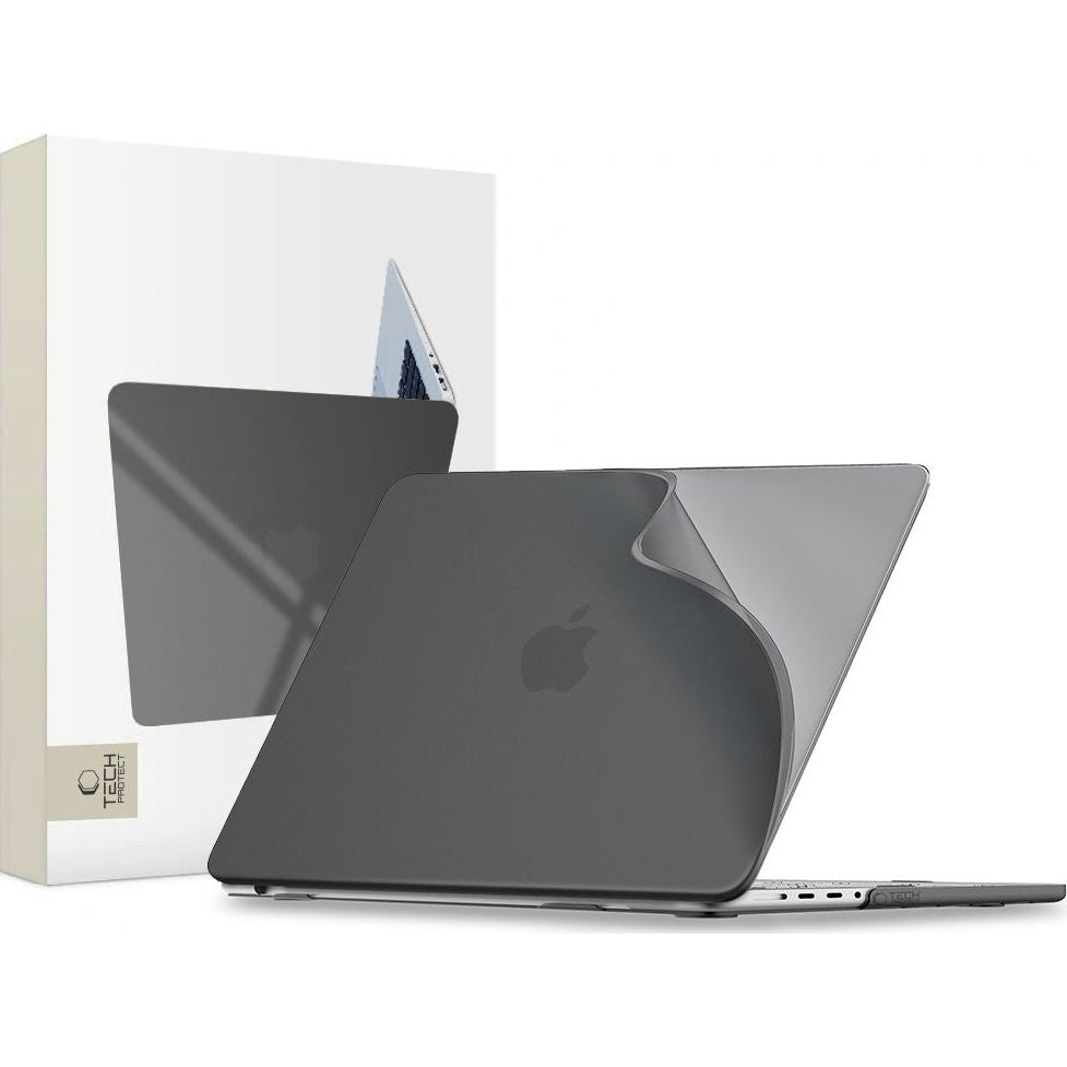 Schutzhülle für MacBook Pro 14" 2021-2026, Tech-Protect Softshell, mattes Durchscheinend-Schwarz