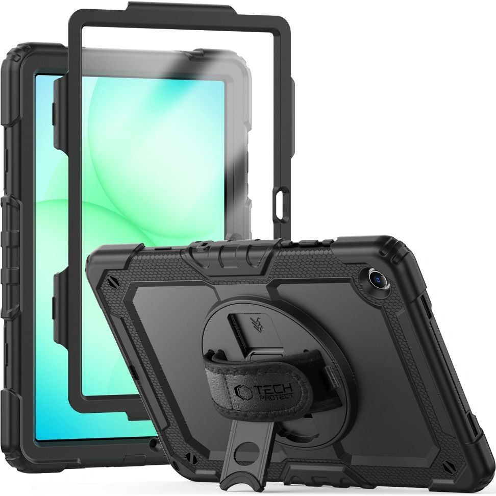 Schutzhülle mit Bildschirmschutz für Galaxy Tab A11 Plus / A9 Plus, Tech-Protect Solid, Schwarz