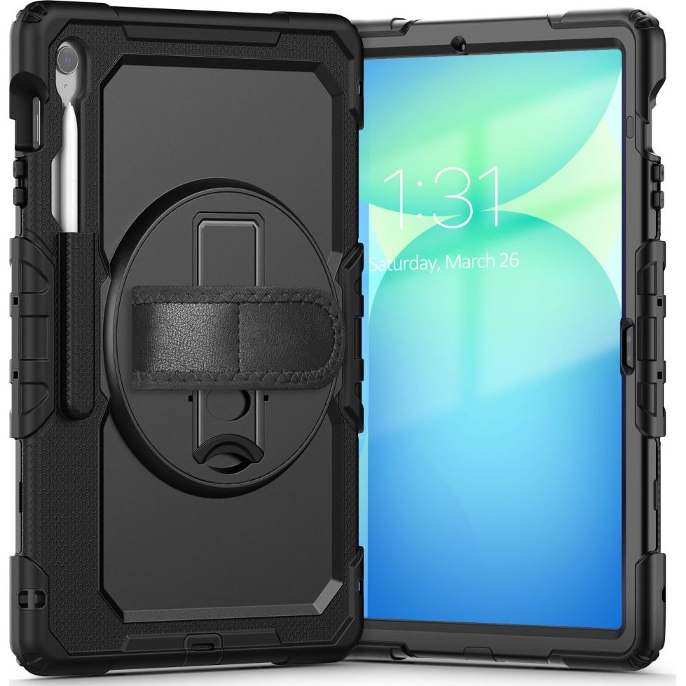 Schutzhülle mit Bildschirmschutz für Galaxy Tab S10 FE Plus, Tech-Protect Solid, Schwarz