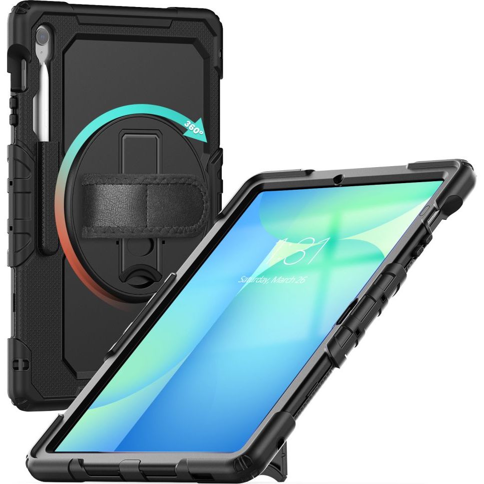 Schutzhülle mit Bildschirmschutz für Galaxy Tab S10 FE Plus, Tech-Protect Solid, Schwarz