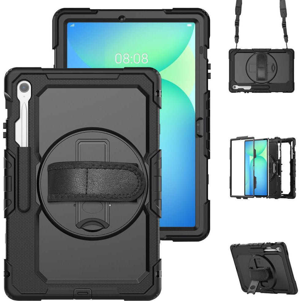 Schutzhülle mit Bildschirmschutz für Galaxy Tab S10 FE Plus, Tech-Protect Solid, Schwarz