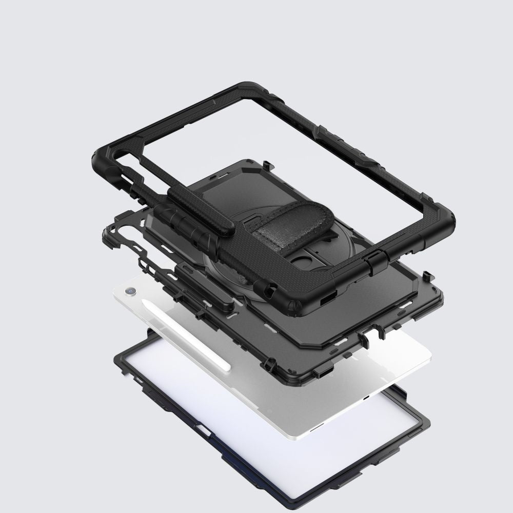 Schutzhülle mit Bildschirmschutz für Galaxy Tab S10 FE Plus, Tech-Protect Solid, Schwarz