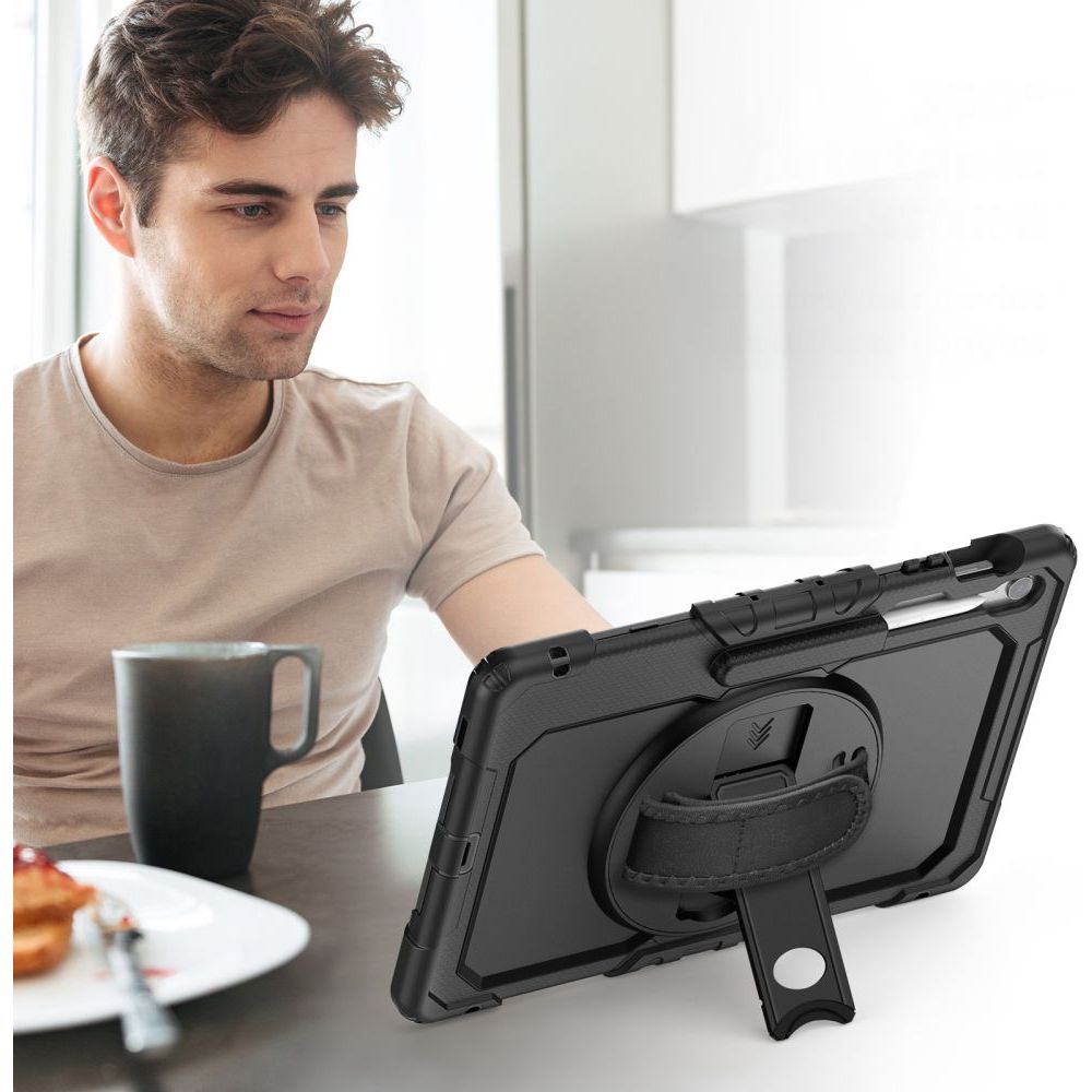 Schutzhülle mit Bildschirmschutz für Galaxy Tab S10 FE Plus, Tech-Protect Solid, Schwarz