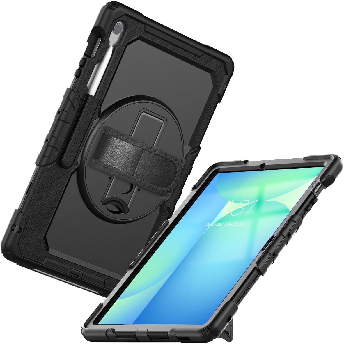Schutzhülle mit Bildschirmschutz für Galaxy Tab S10 FE Plus, Tech-Protect Solid, Schwarz