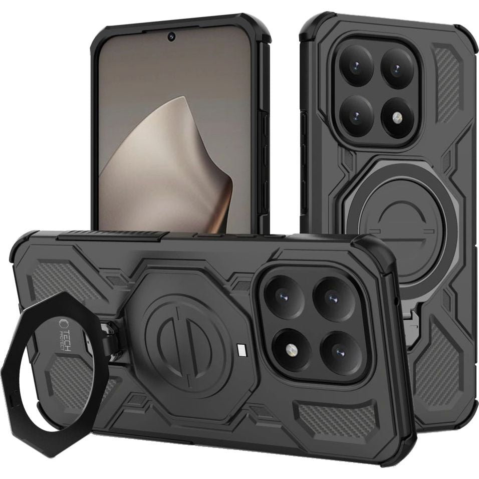 Handyhülle mit Ständer für Xiaomi 15T, Tech-Protect TacticStand mit MagSafe, mattes Schwarz