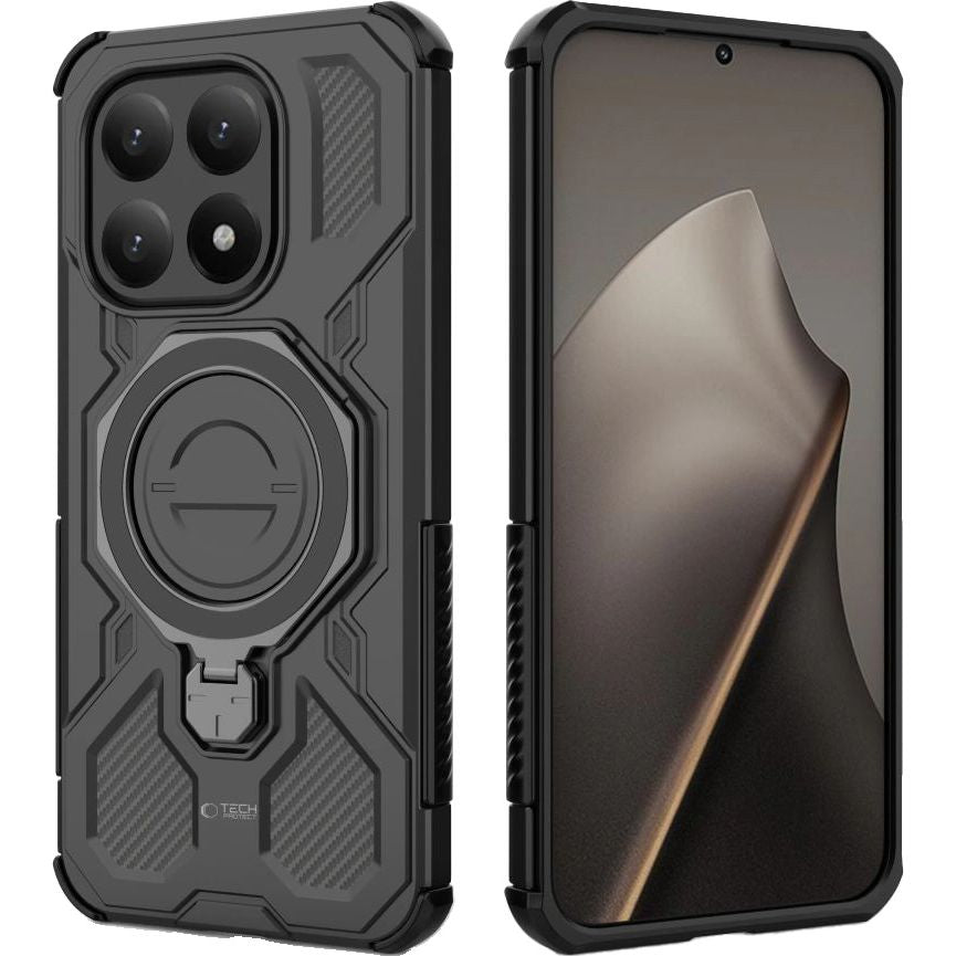 Handyhülle mit Ständer für Xiaomi 15T, Tech-Protect TacticStand mit MagSafe, mattes Schwarz
