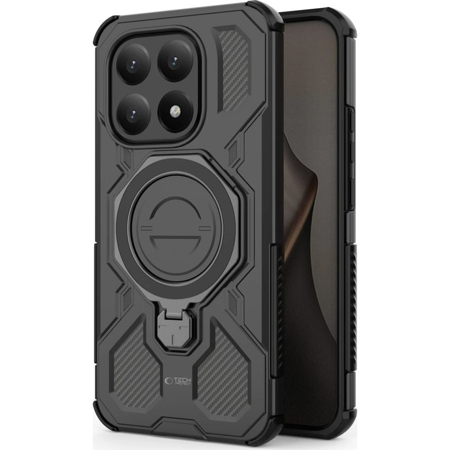 Handyhülle mit Ständer für Xiaomi 15T, Tech-Protect TacticStand mit MagSafe, mattes Schwarz