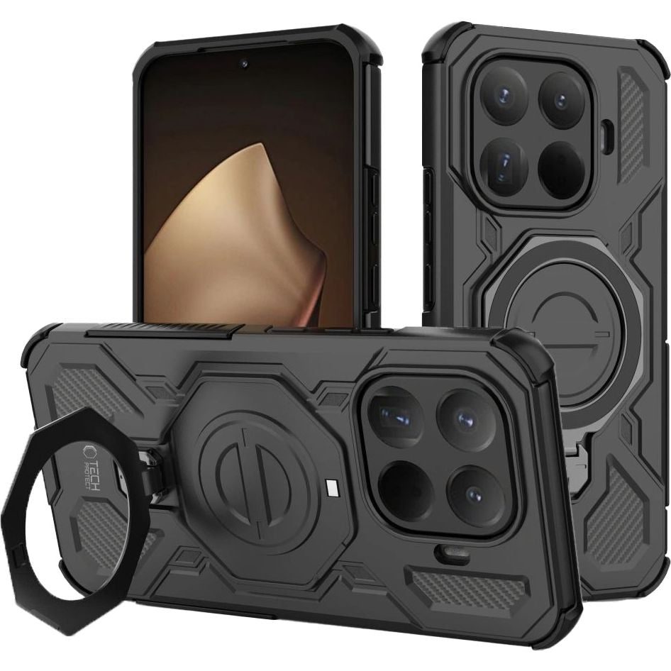 Handyhülle mit Ständer für Xiaomi 15T Pro, Tech-Protect TacticStand mit MagSafe, mattes Schwarz