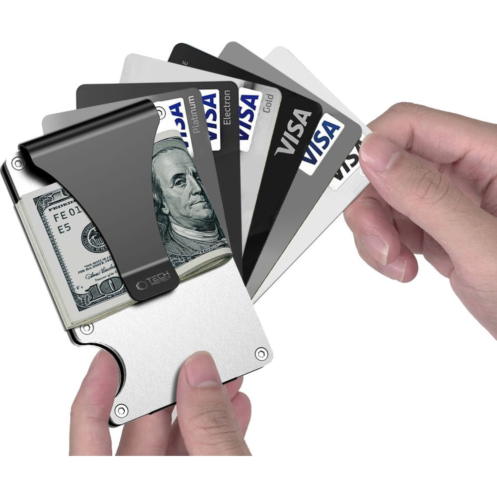 Kartenhalter mit RFID-Schutz, Tech-Protect Thorn, Silber