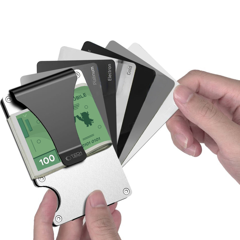 Kartenhalter mit RFID-Schutz, Tech-Protect Thorn, Silber