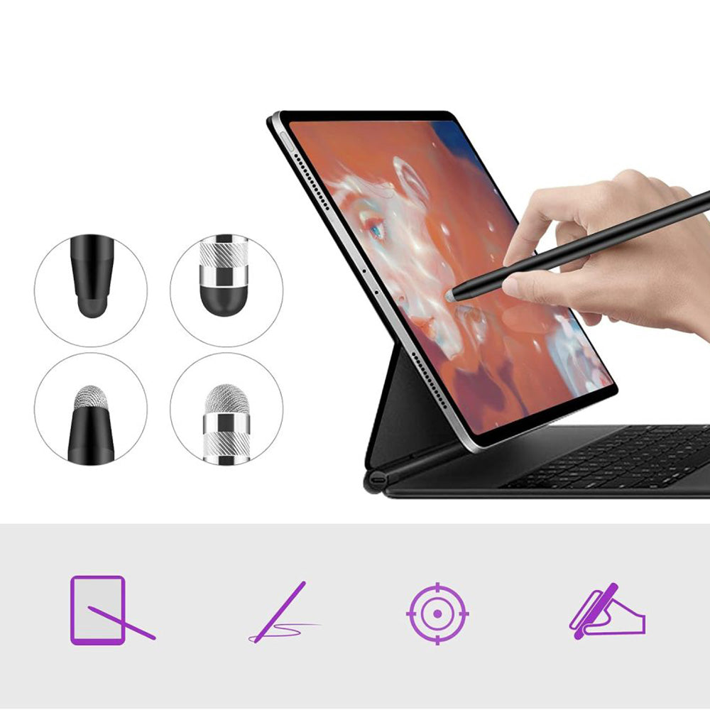Universeller Eingabestift für Telefon/Tablet, Tech-Protect USP100 4-TIP Touch Stylus Pen, Schwarz