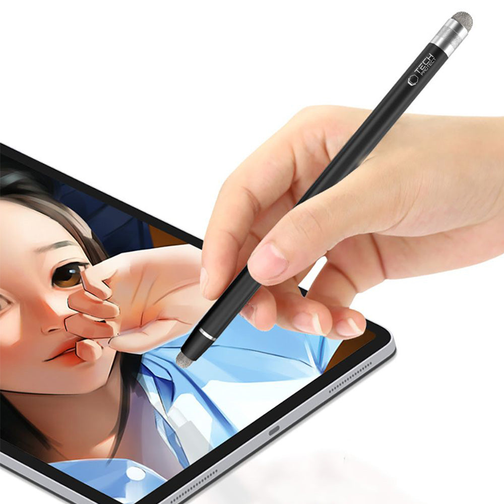 Universeller Eingabestift für Telefon/Tablet, Tech-Protect USP100 4-TIP Touch Stylus Pen, Schwarz
