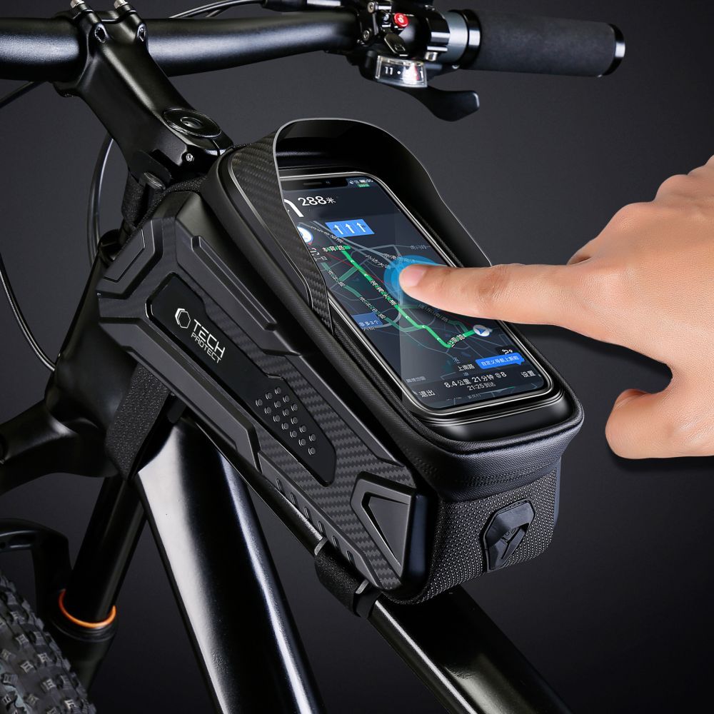 Fahrradträger, Gepäcktasche, Rahmentasche für Telefon Tech-Protect V2 L, Schwarz