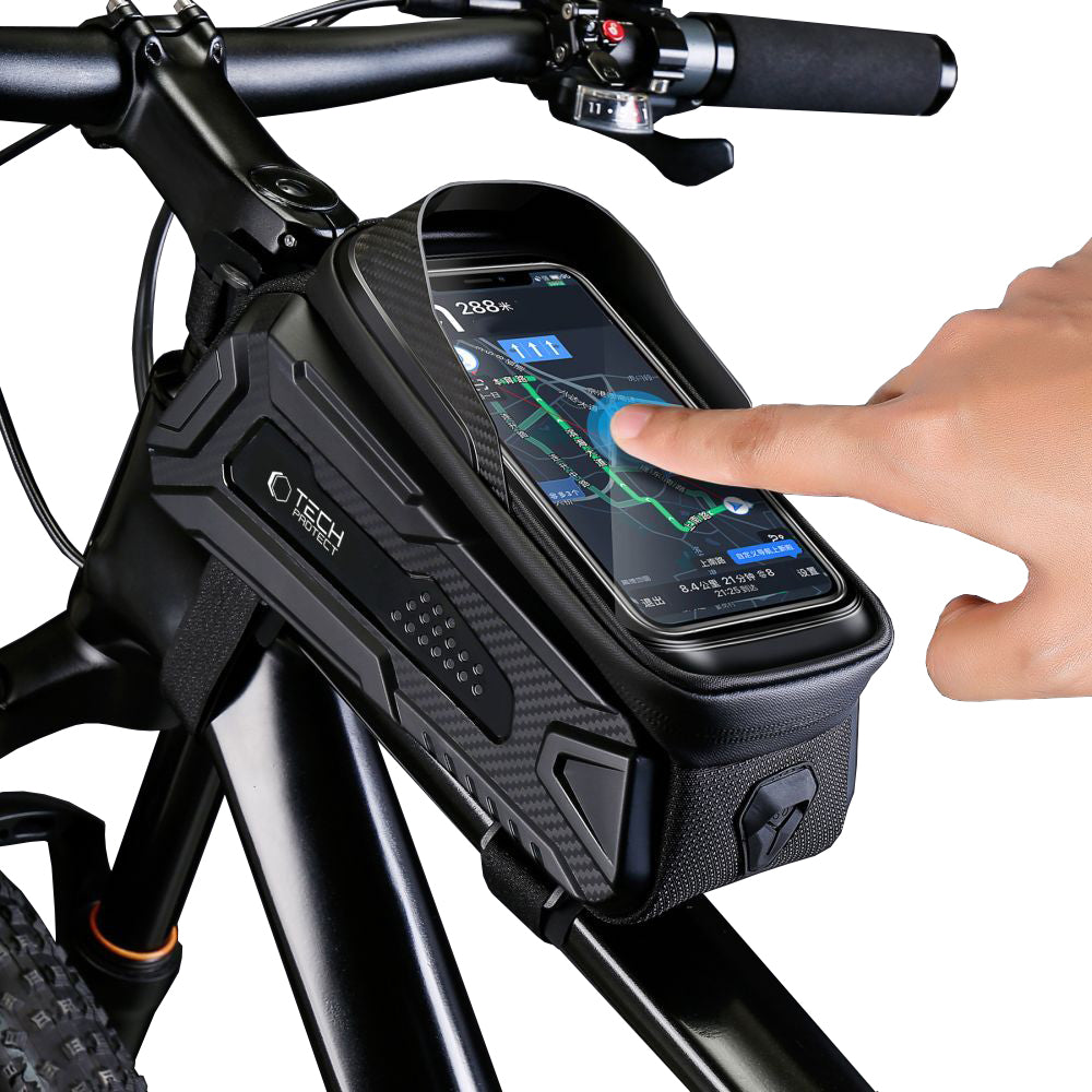Fahrradträger, Gepäcktasche, Rahmentasche für Telefon Tech-Protect V2 L, Schwarz