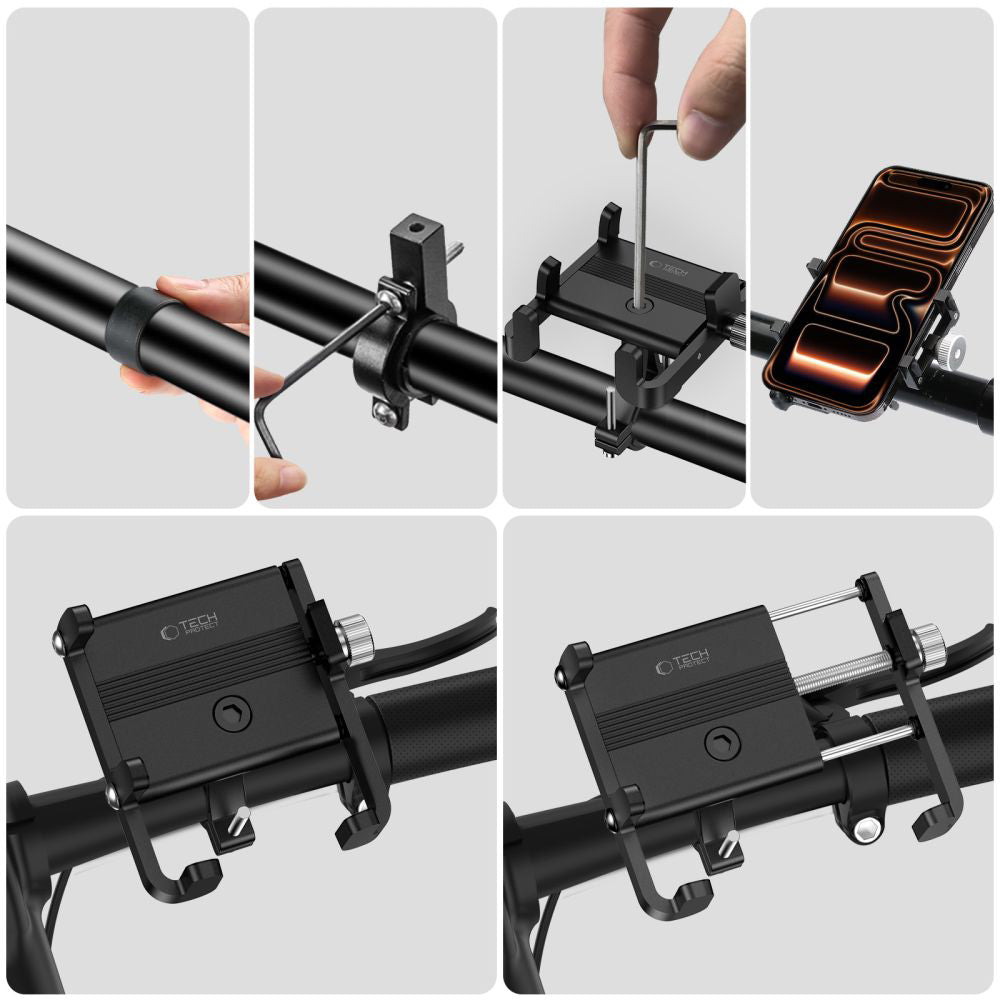 Fahrrad Handyhalterung für Smartphone für den Lenker oder Vorbau, Tech-Protect V5 Handlebar & Stem, Schwarz