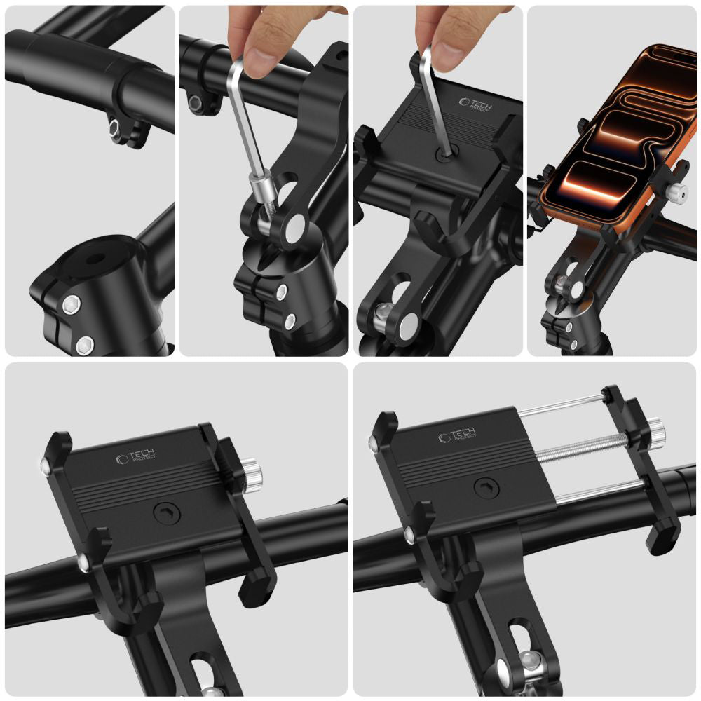 Fahrrad Handyhalterung für Smartphone für den Lenker oder Vorbau, Tech-Protect V5 Handlebar & Stem, Schwarz