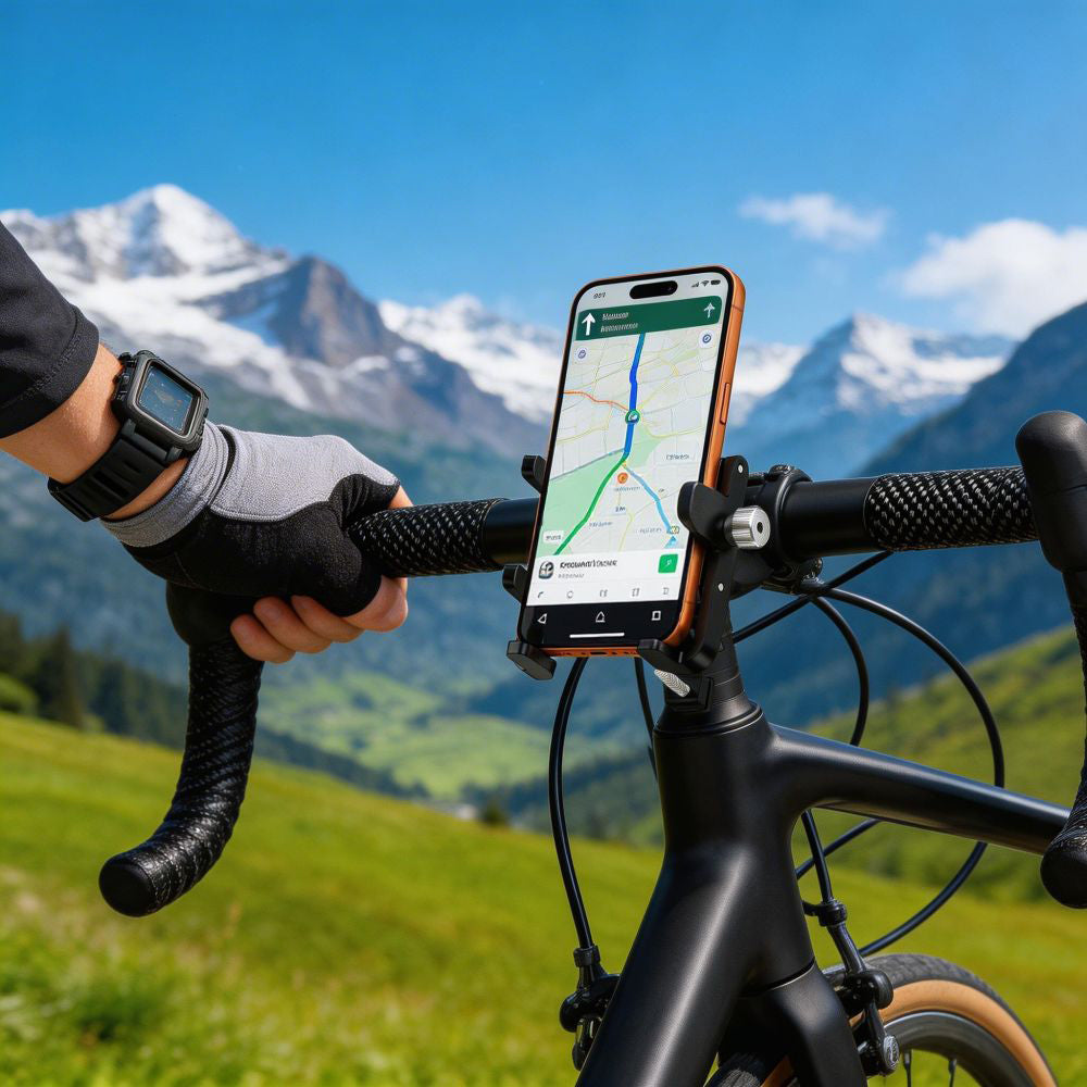 Fahrrad Handyhalterung für Smartphone für den Lenker oder Vorbau, Tech-Protect V5 Handlebar & Stem, Schwarz