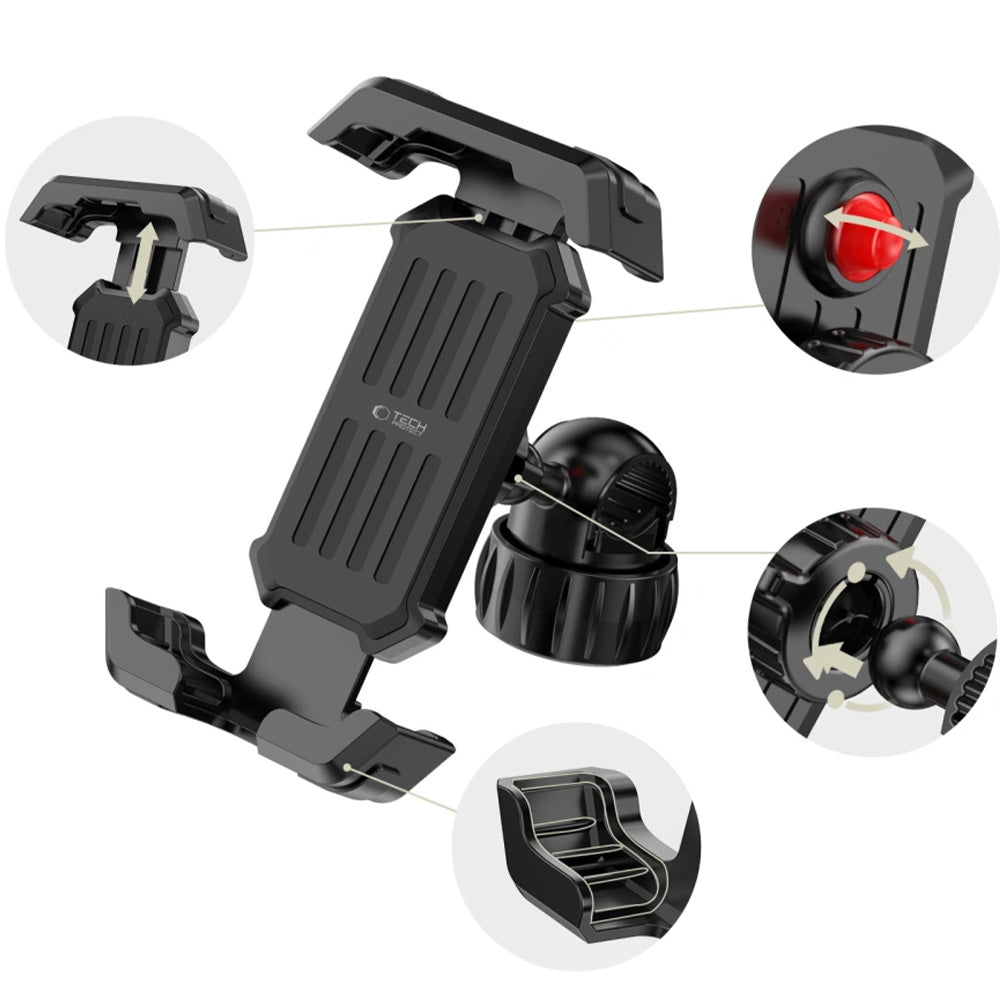 Fahrrad-/Motorradhalterung für Handy am Lenker, Tech-Protect V6, Schwarz