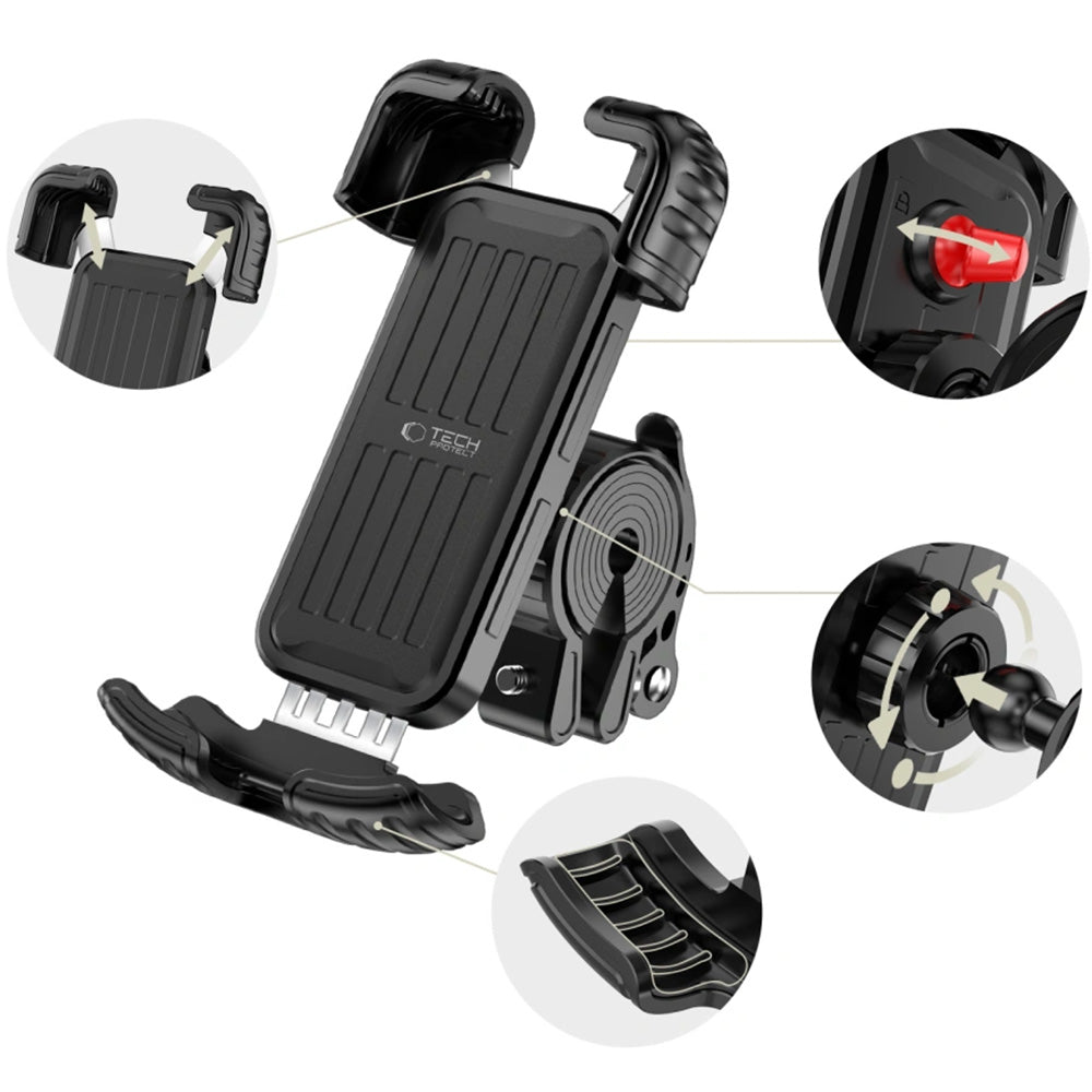 Fahrrad-/Motorradhalterung für Handy am Lenker, Tech-Protect V7, Schwarz