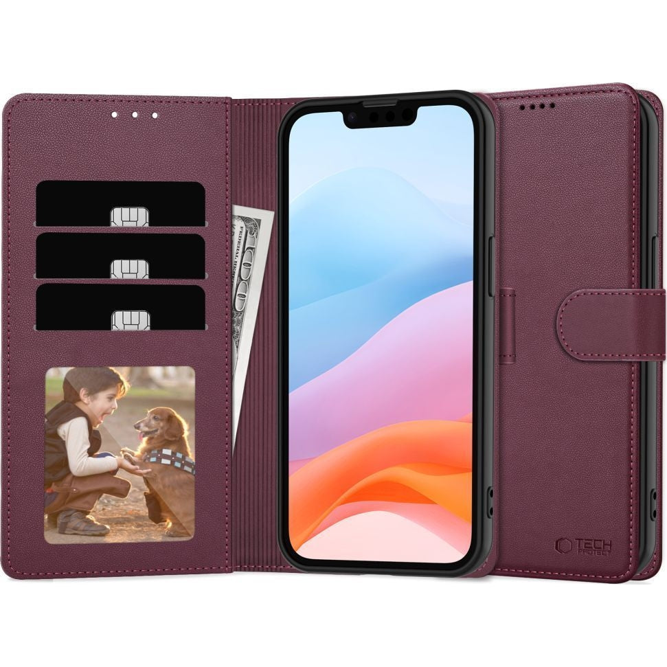 Handyhülle für Samsung Galaxy A26 5G / A17 4G / A17 5G, Tech-Protect Wallet, Burgund