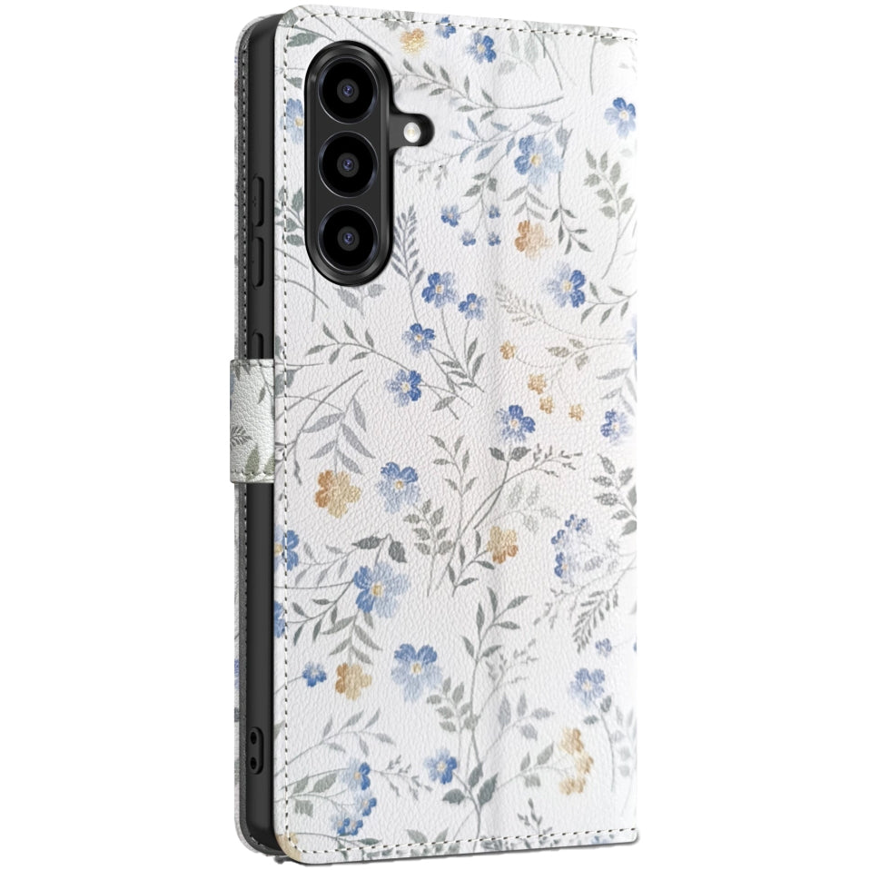 Handyhülle für Galaxy A56 5G, Tech-Protect Wallet, Weiß mit floralem Muster