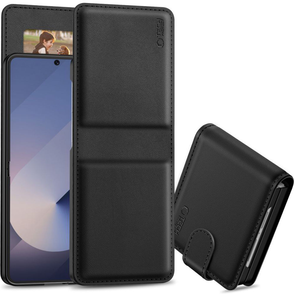 Handyhülle mit Klappe für Galaxy Z Flip7 FE / Z Flip6, Tech-Protect Wallet, Schwarz