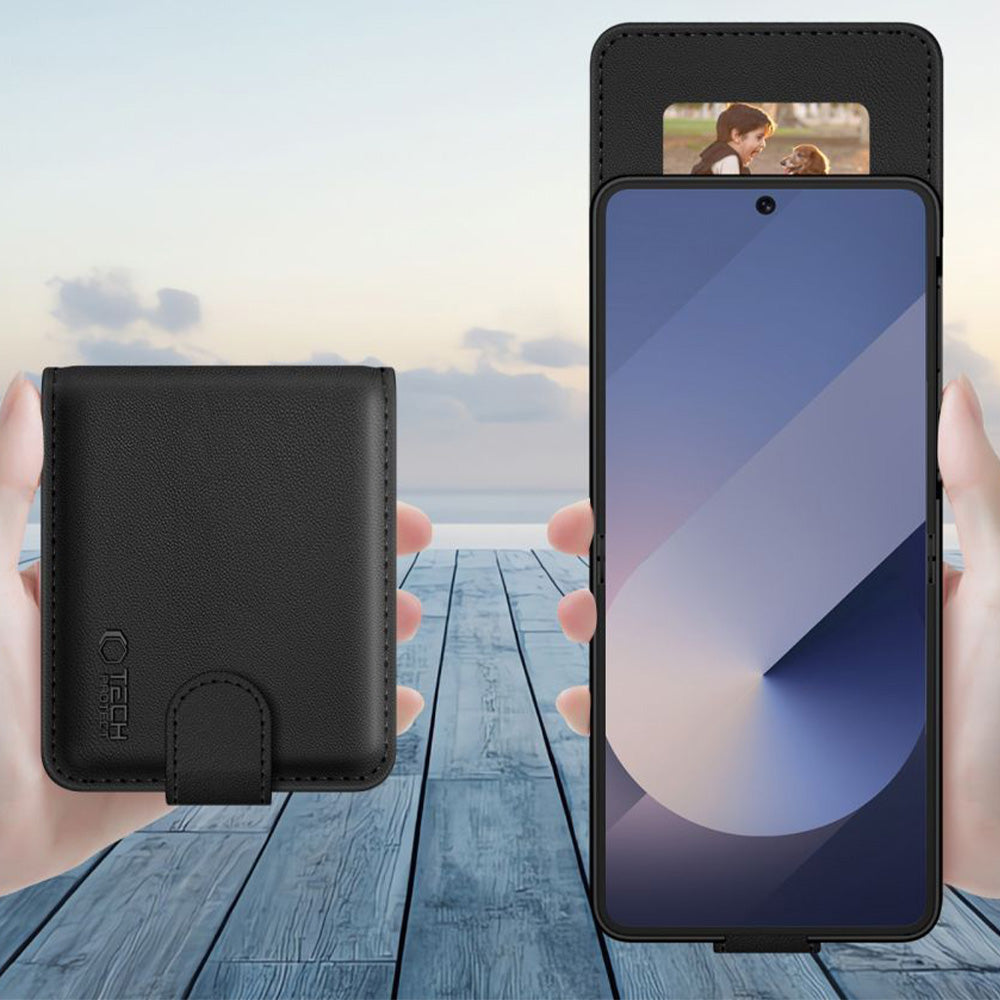Handyhülle mit Klappe für Galaxy Z Flip7 FE / Z Flip6, Tech-Protect Wallet, Schwarz