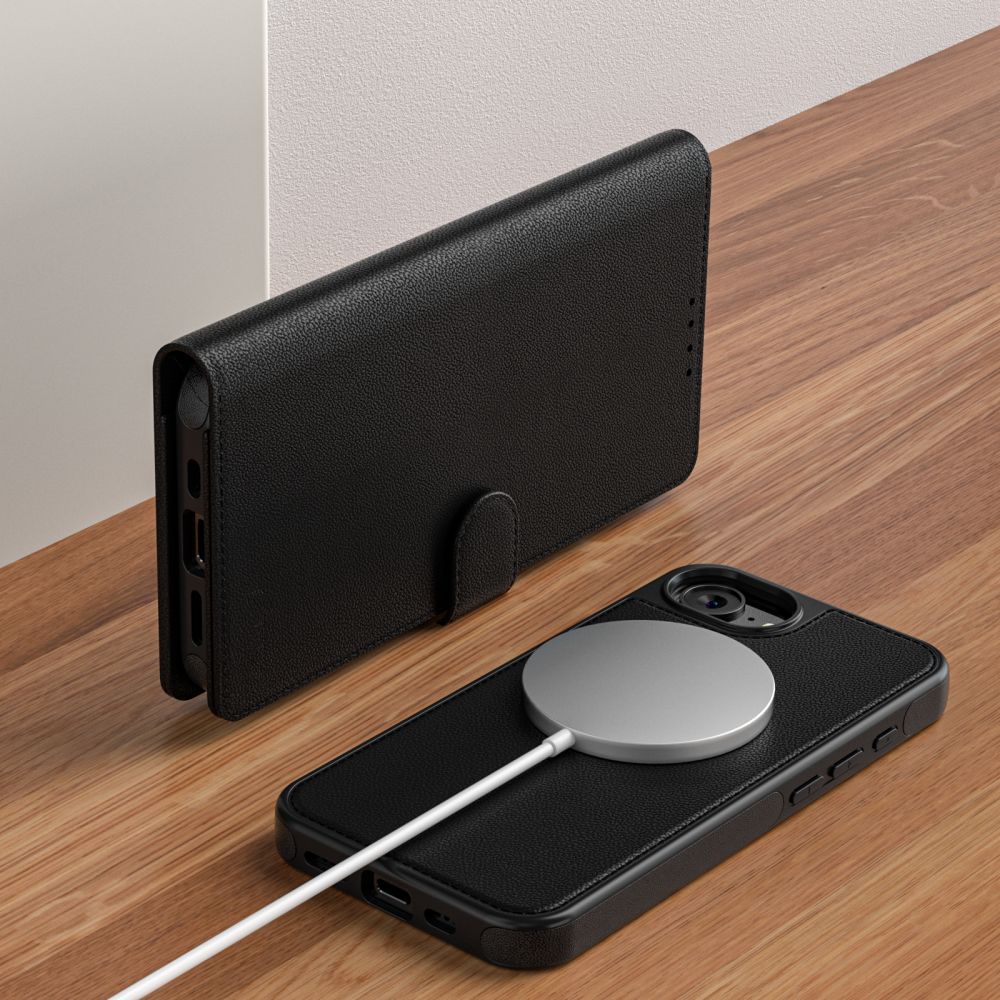 Handyhülle für iPhone 17e / 16e, Tech-Protect Wallet für MagSafe, Schwarz