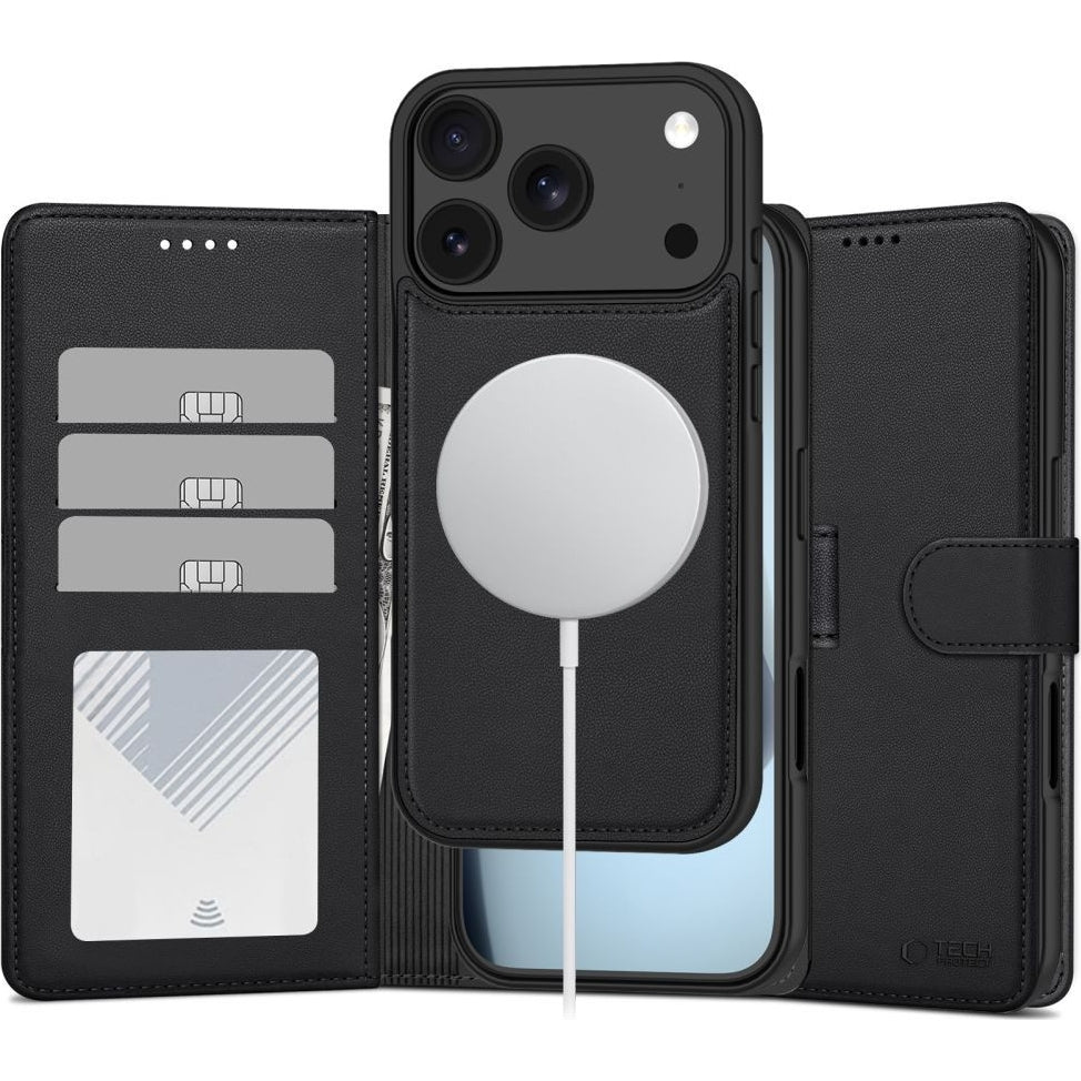 Handyhülle für iPhone 18 Pro / 17 Pro, Tech-Protect Wallet für MagSafe, Schwarz