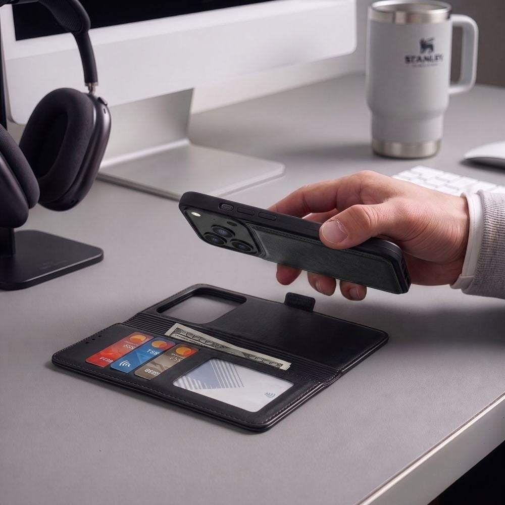 Handyhülle für iPhone 18 Pro / 17 Pro, Tech-Protect Wallet für MagSafe, Schwarz
