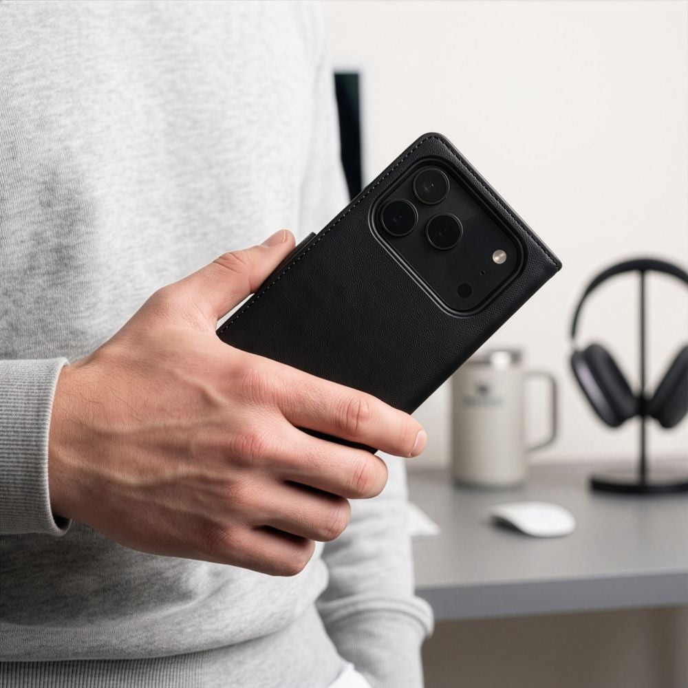 Handyhülle für iPhone 18 Pro / 17 Pro, Tech-Protect Wallet für MagSafe, Schwarz