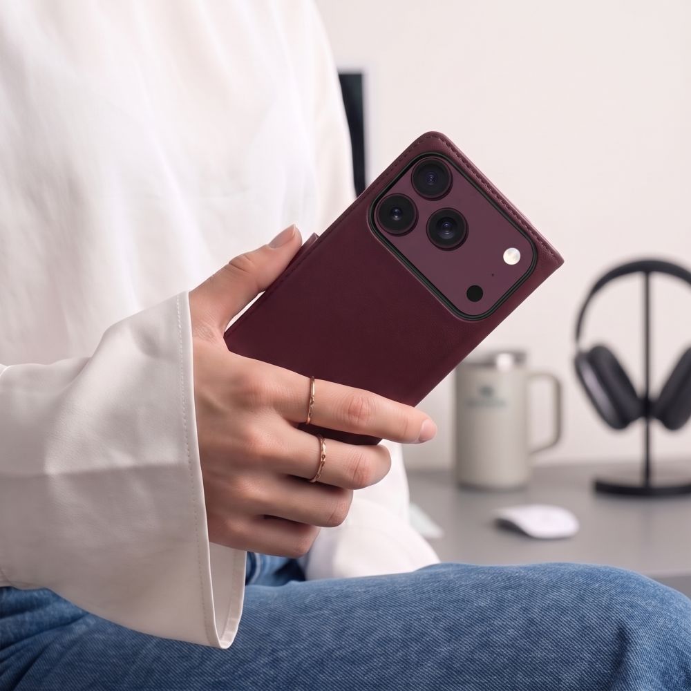 Handyhülle für iPhone 18 Pro / 17 Pro, Tech-Protect Wallet für MagSafe, Burgund