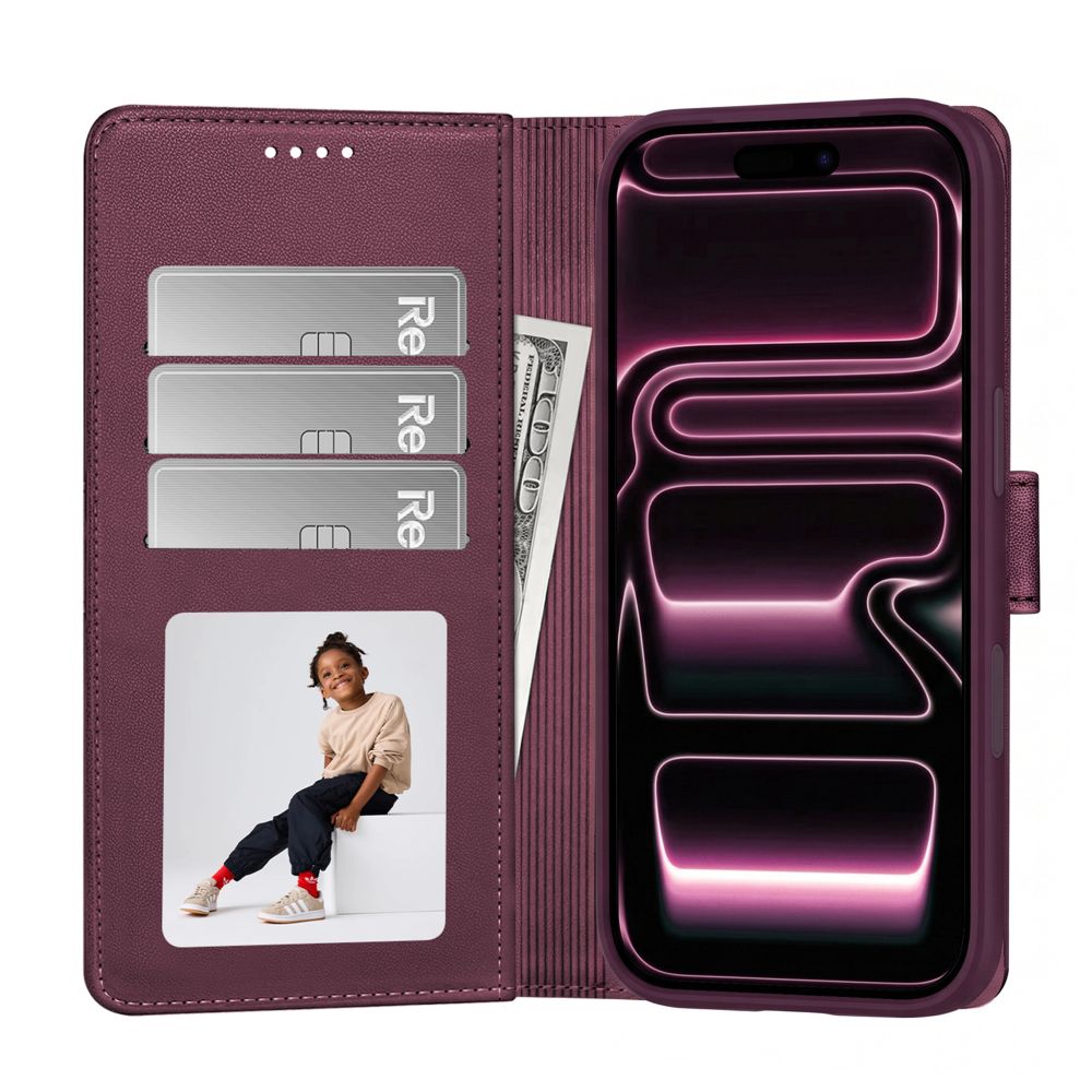 Handyhülle für iPhone 18 Pro Max / 17 Pro Max, Tech-Protect Wallet für MagSafe, Burgunderrot