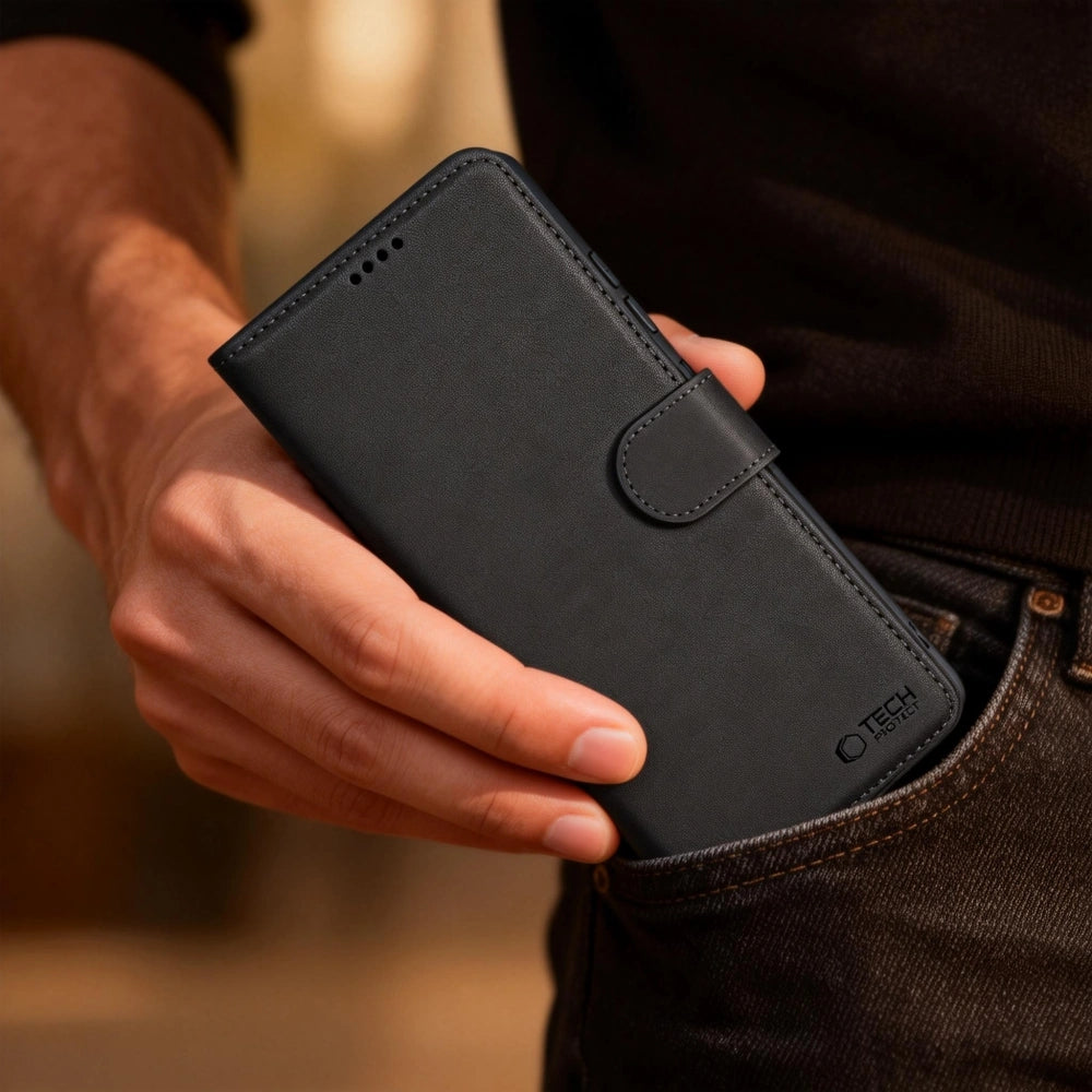 Handyhülle für Motorola Edge 70 Fusion, Tech-Protect Wallet, Schwarz