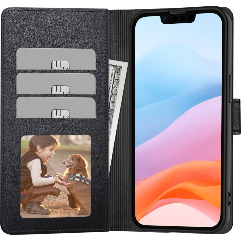 Handyhülle für Motorola Moto G56 5G, Tech-Protect Wallet, Schwarz