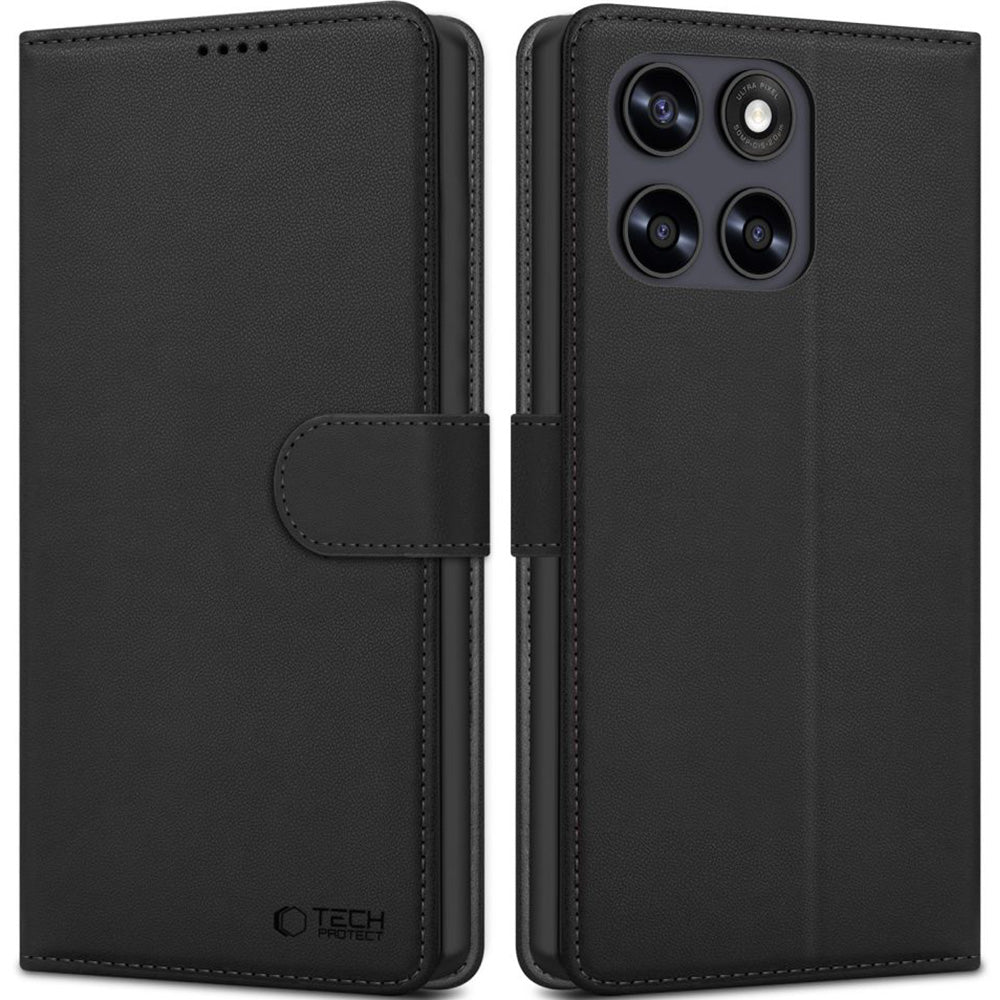 Handyhülle mit Klappe für Motorola Moto G77 5G / Moto G67 5G, Tech-Protect Wallet, Schwarz