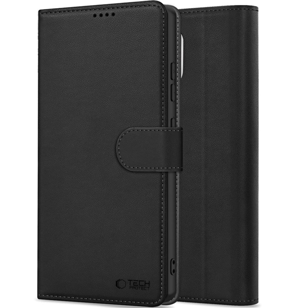Handyhülle mit Klappe für Motorola Moto G77 5G / Moto G67 5G, Tech-Protect Wallet, Schwarz